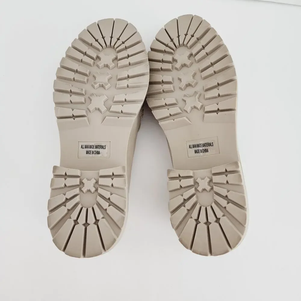 Dolce Vita Cream Beige Faux Leather Platform Lug Sole Loafer Size 9.5
